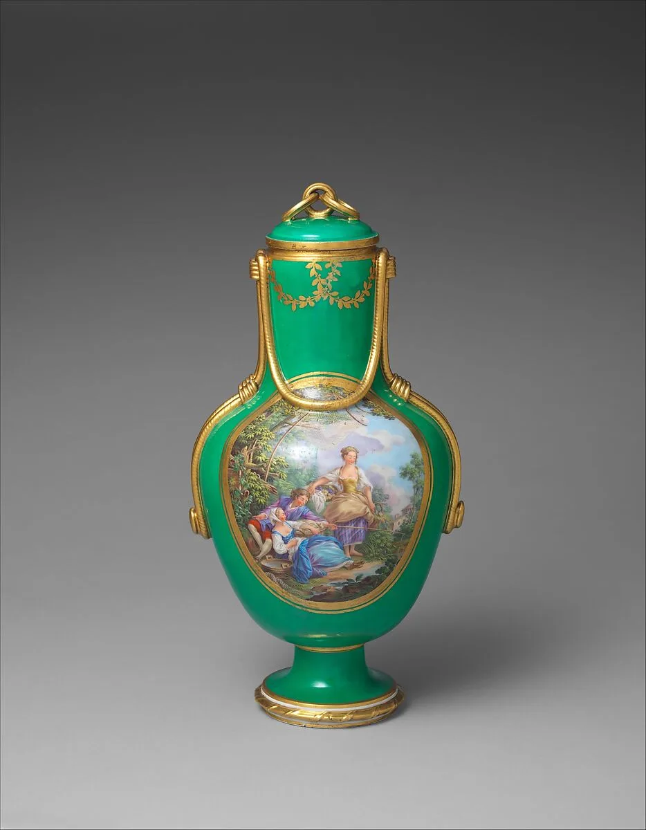 Vase with cover (vase à flacon) (one of a pair) — Sèvres Manufactory|Charles Nicolas Dodin|Charles Buteux|François Boucher
