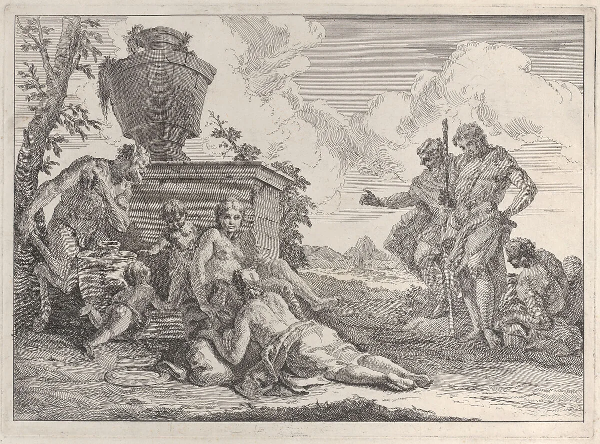 Satyr with Club and Seven Figures, from "Bacchanals and Histories" — Francesco Fontebasso