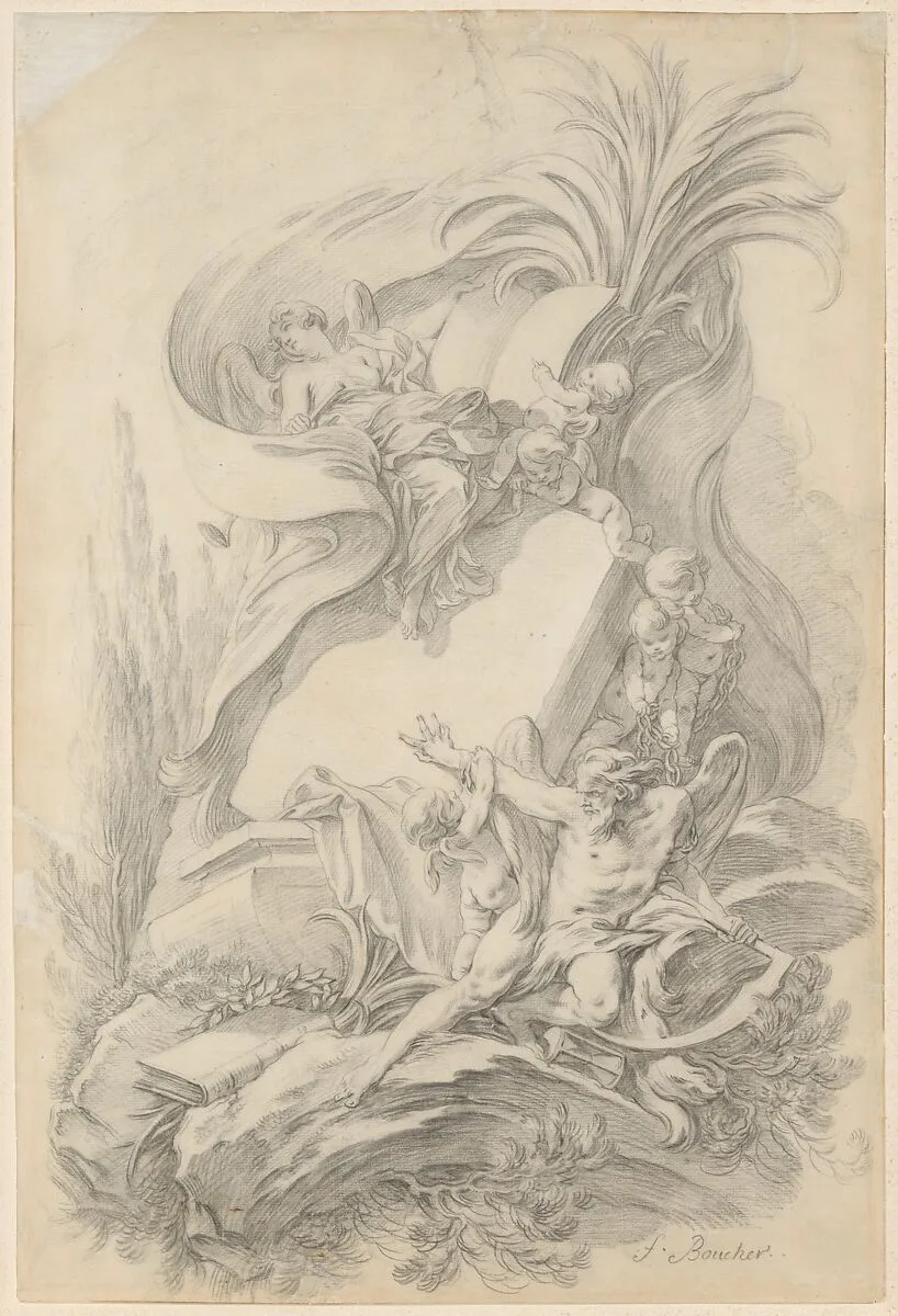 Design for a Frontispiece: Love Staying the Hand of Time — François Boucher