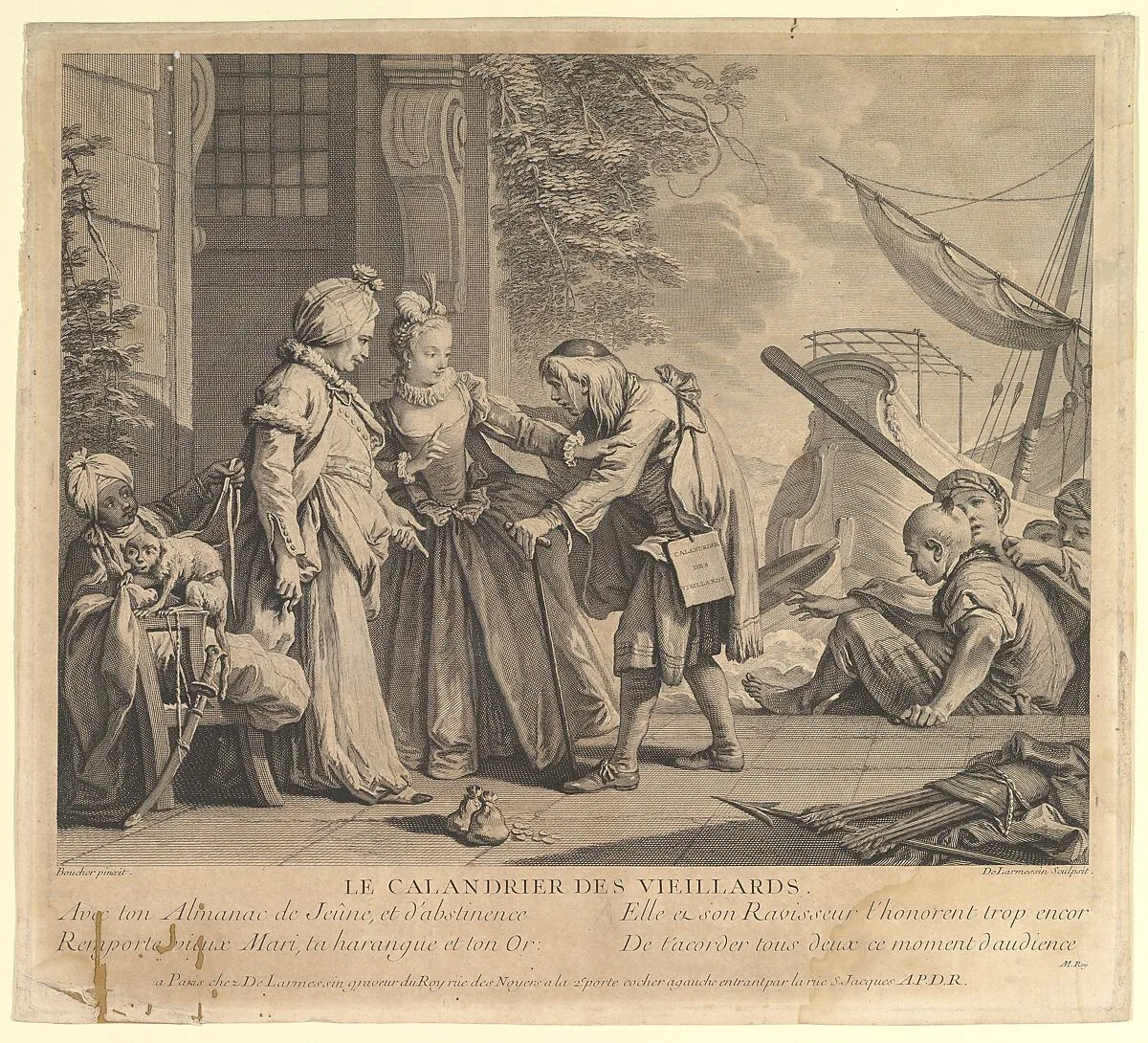 Le Calandrier des Vieillards (The Calendar of Old Men, from Suite d'Estampes Nouvelles pour les Contes de la Fontaine (Series of New Prints for the Tales of La Fontaine) — Nicolas de Larmessin III|François Boucher