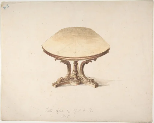 Design for a Dining Table, with Carved Pedestal-style Leg