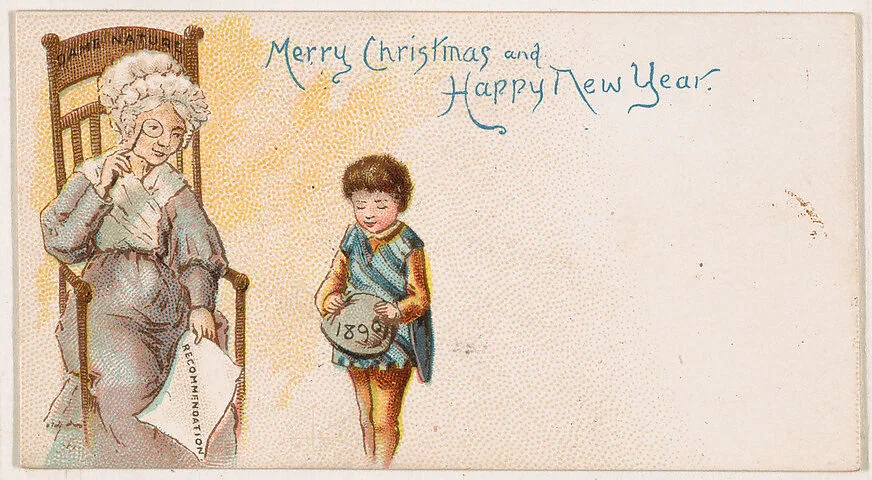 Merry Christmas and Happy New Year, from the New Years 1890 series (N227) issued by Kinney Bros. — Kinney Brothers Tobacco Company
