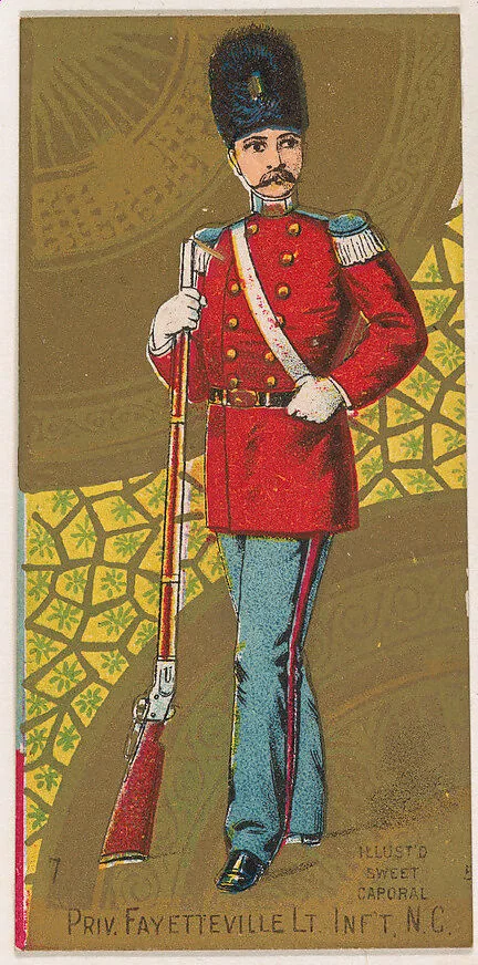 Private, Fayetteville Light Infantry, North Carolina, from the Military Series (N224) issued by Kinney Tobacco Company to promote Sweet Caporal Cigarettes — Kinney Brothers Tobacco Company