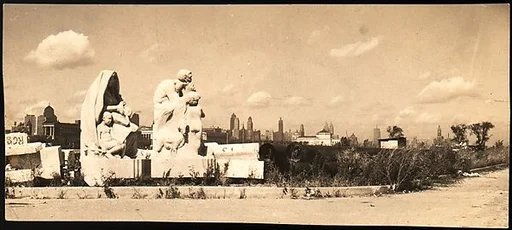 [Abandoned Sculptural Fragments in Lot, Site of 1933 Century of Progress Exposition, for Fortune Portfolio: "Chicago: A Camera Exploration"]