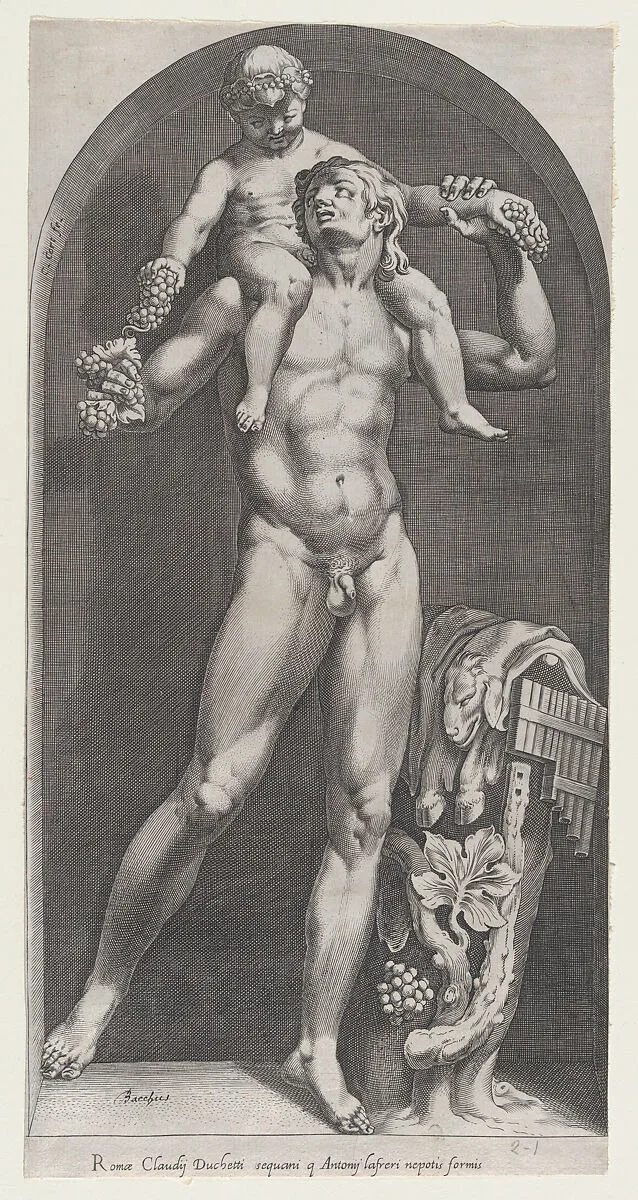Speculum Romanae Magnificentiae: Bacchus on the Shoulders of a Satyr — Cornelis Cort|Antonio Lafreri|Claudio Duchetti