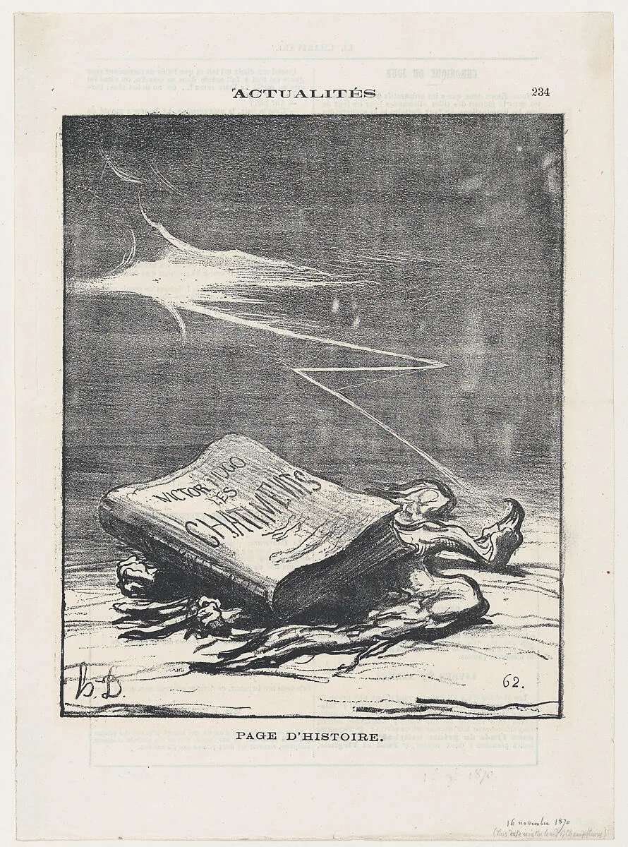 A page from history, from 'News of the day,' published in Le Charivari, November 16, 1870 — Honoré Daumier|Victor Hugo