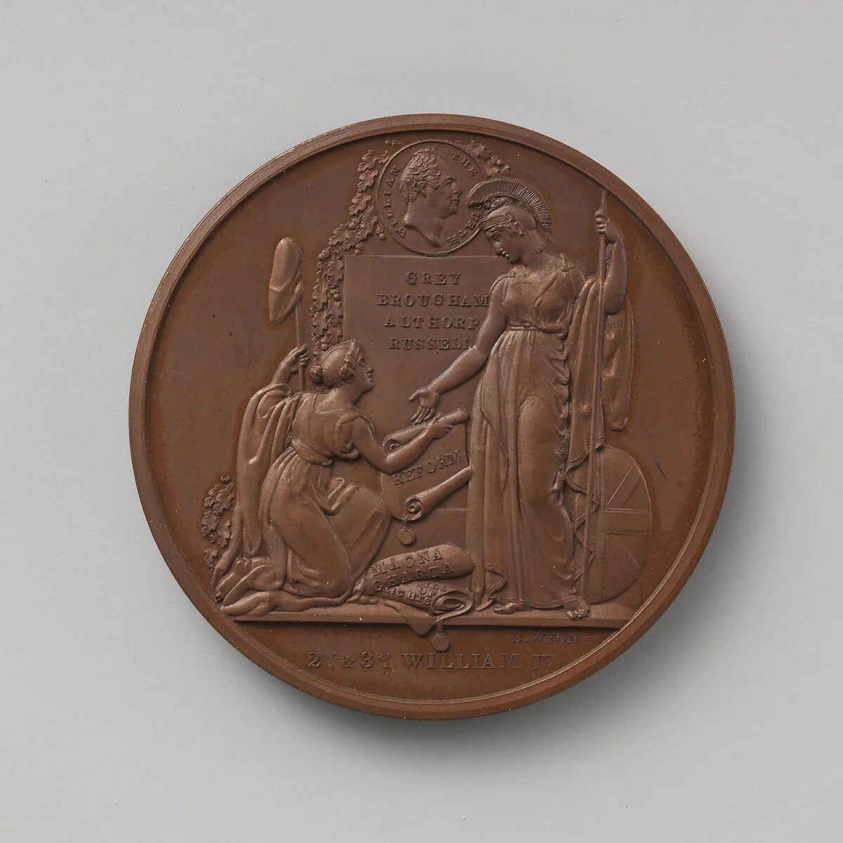 A Whig Medal, evidently issued by the city, to Commemorate the Passage of the 2nd Reform Bill, 1832 — Benjamin Wyon