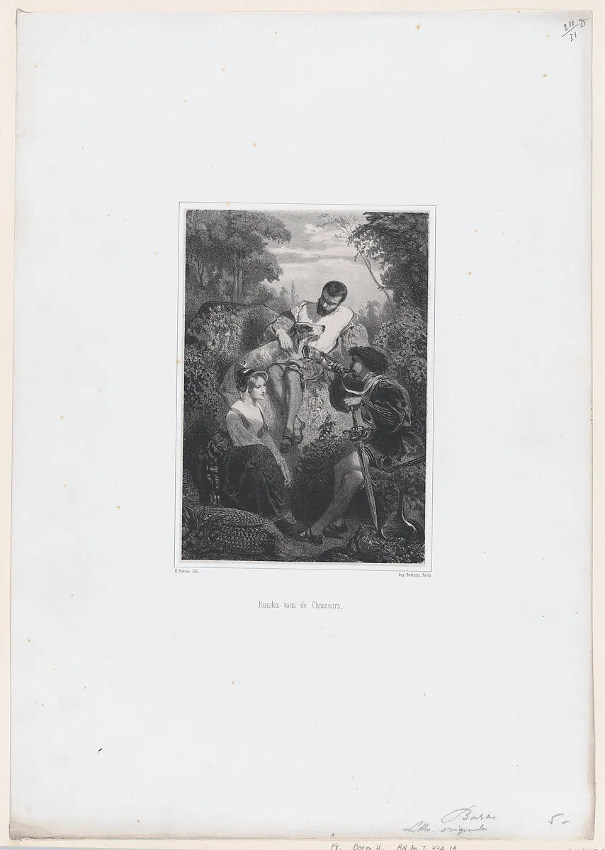 Meeting of the Hunters — Henri-Charles-Antoine Baron|Bertauts
