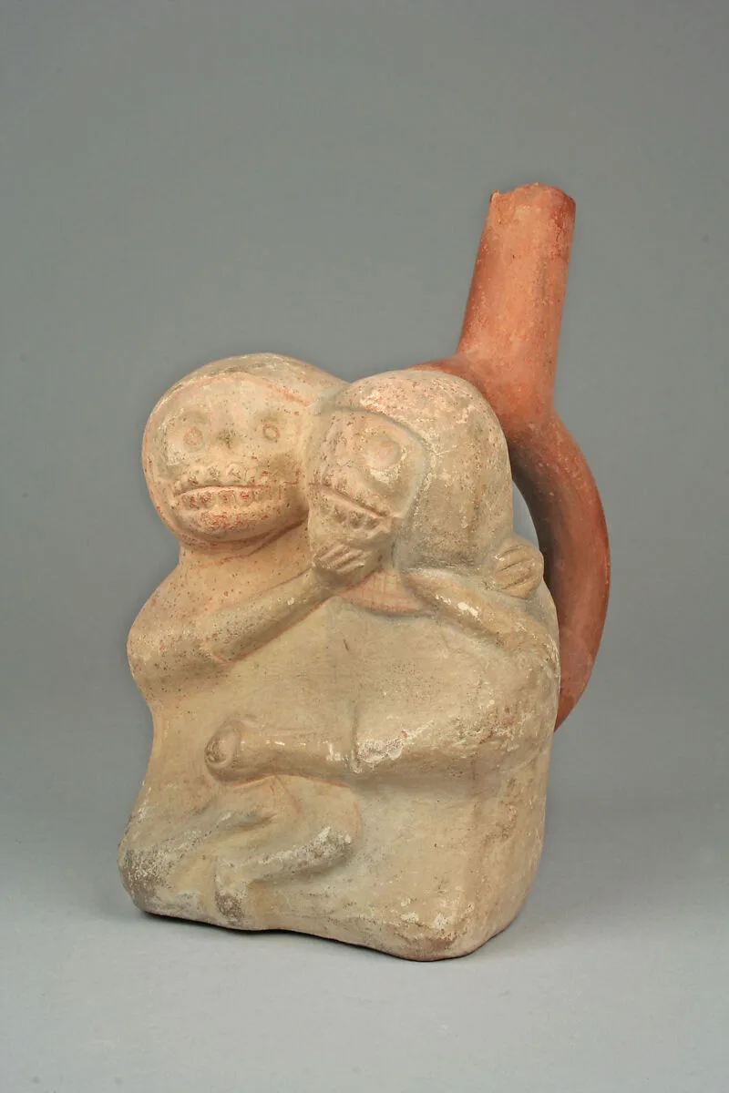 Stirrup Spout Bottle with Couple — Unknown
