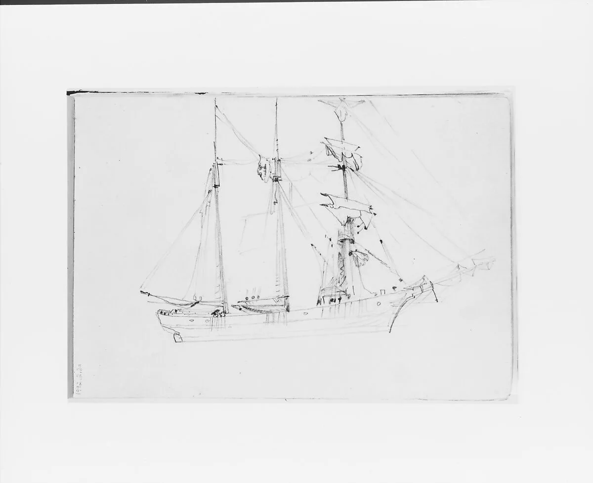 Ship Study (from Sketchbook X) — William Trost Richards