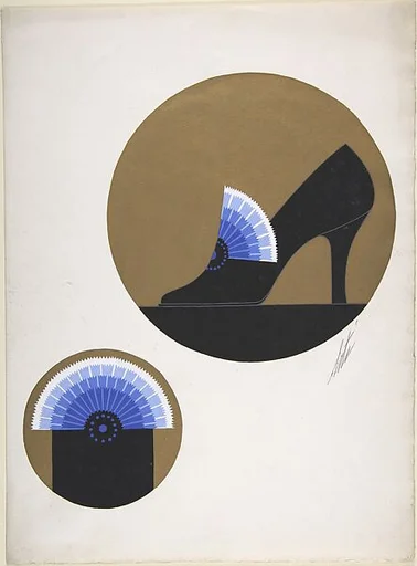Black Pump with Blue Fan for Delman's Shoes, New York