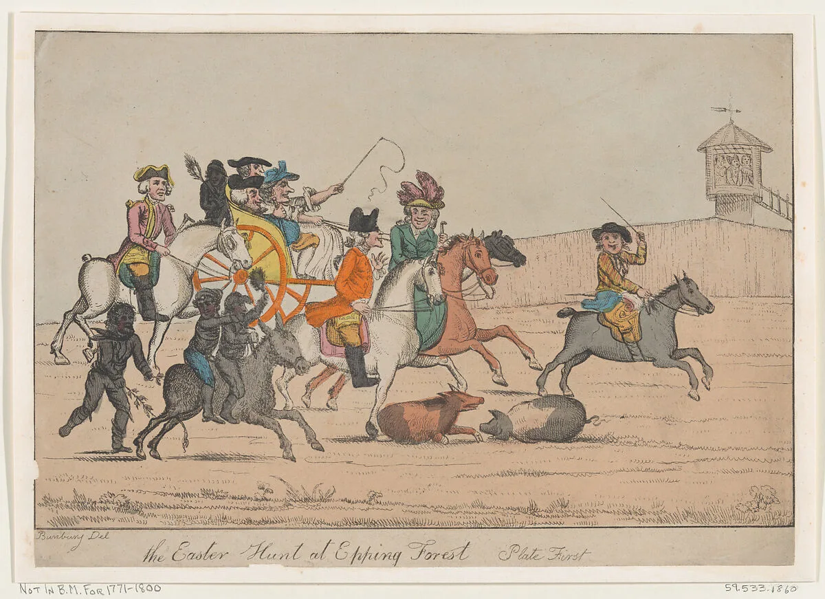 The Easter Hunt at Epping Forest, Plate First — Henry William Bunbury
