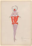 Drawing for a female theatrical costume for a production of 'Robin Hood' — Vincente Minnelli