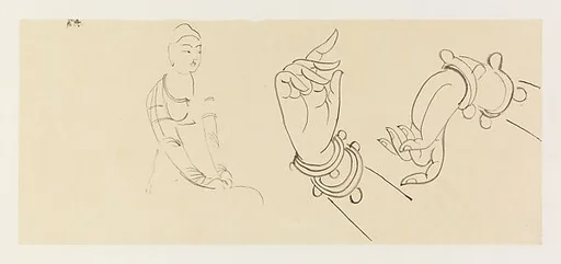 現代 謝稚柳 敦煌寫生雜畫 鏡片|Hands and donor figure