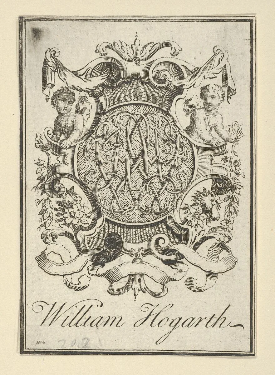 Bookplate inscribed "William Hogarth" — Unknown