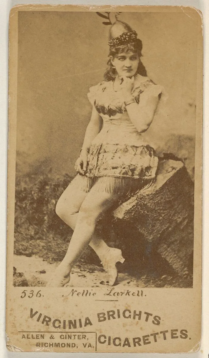 Card 536, Nellie Larkell, from the Actors and Actresses series (N45, Type 6) for Virginia Brights Cigarettes — Allen & Ginter