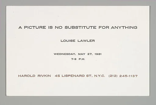 [Announcement for "A Picture Is No Substitute For Anything", Harold Rivkin, New York City]