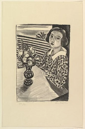 Seated Young Woman with a Bouquet of Flowers