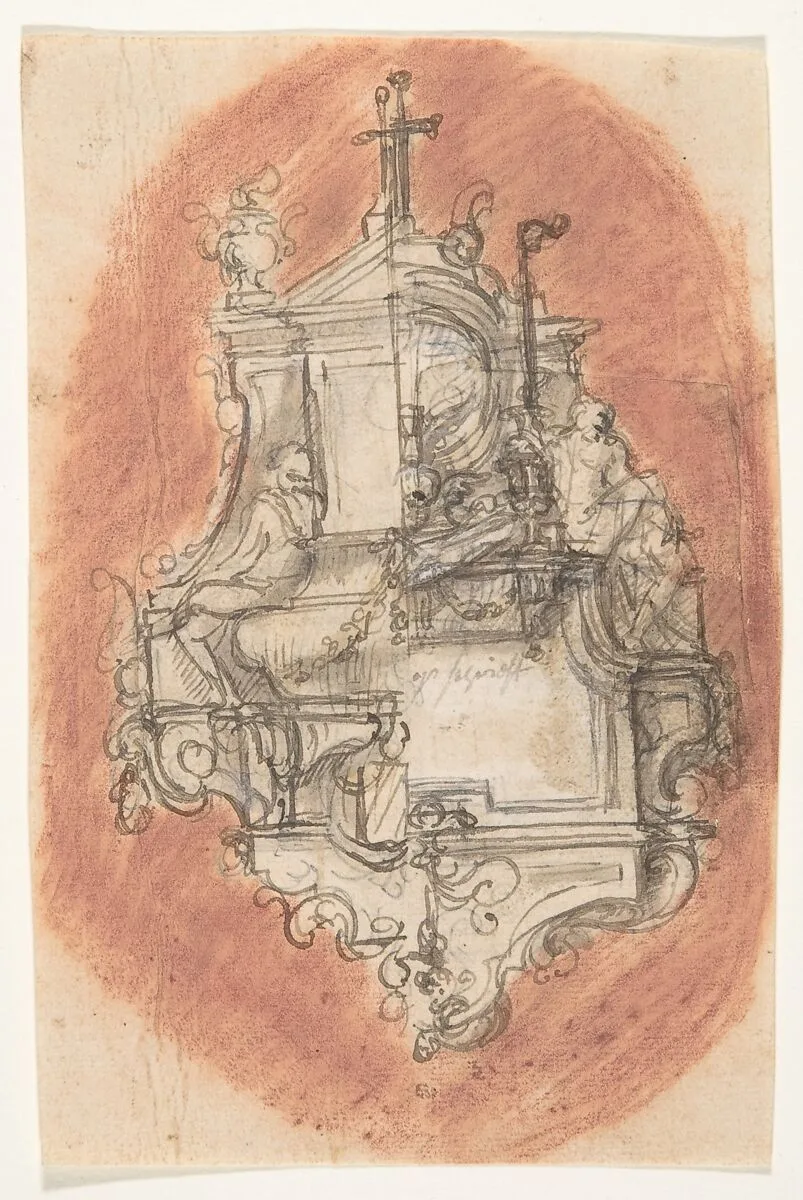 Design for a sepulchral monument; verso: Design for a sepulchral monument — Pieter Verbruggen the Younger|Anonymous, Flemish, 17th century|Michiel van der Voort