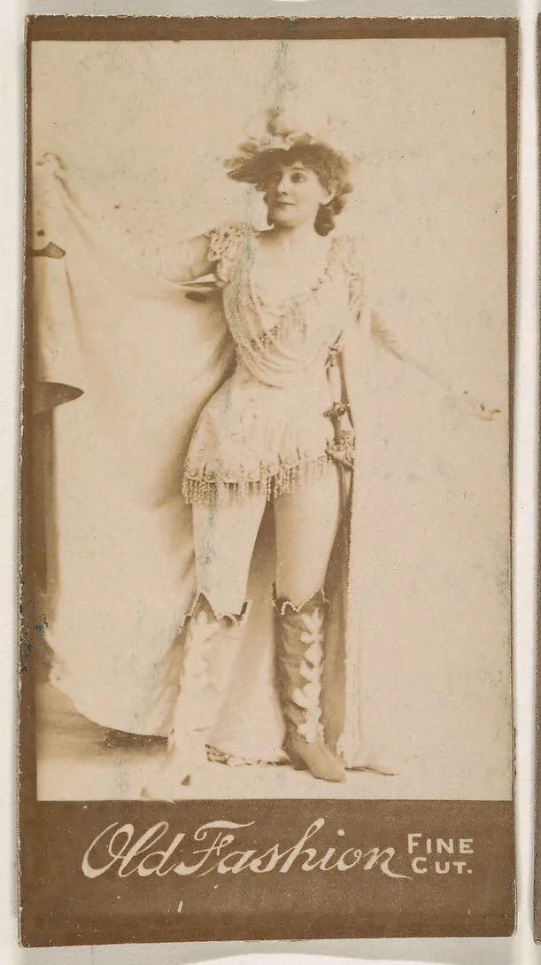 Actress posing with arms aloft, from the Actresses series (N664) promoting Old Fashion Fine Cut Tobacco — Unknown