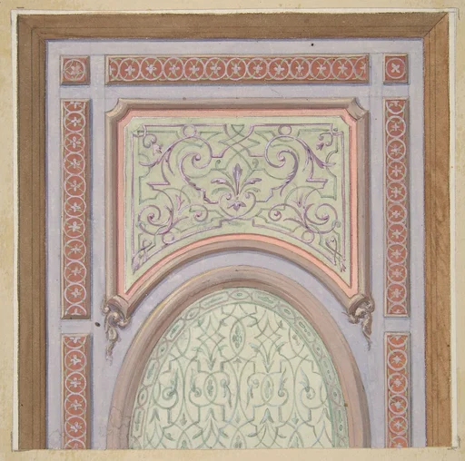 Partial design for the decoration of a ceiling with an oval panel at center