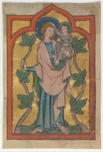 Manuscript Leaf with Saint Christopher Bearing Christ