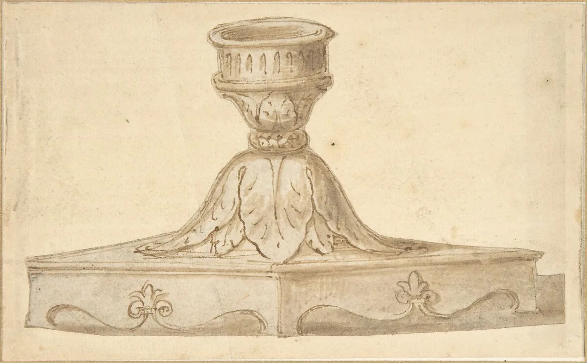 Design for a Decorated Base of a Candlestick Holder — Giulio Romano
