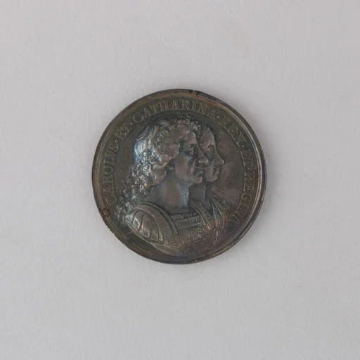 Medal of British Colonization Showing Charles II and Catherine
