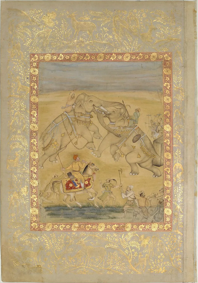 Jahangir Watching an Elephant Fight — Farrukh Chela