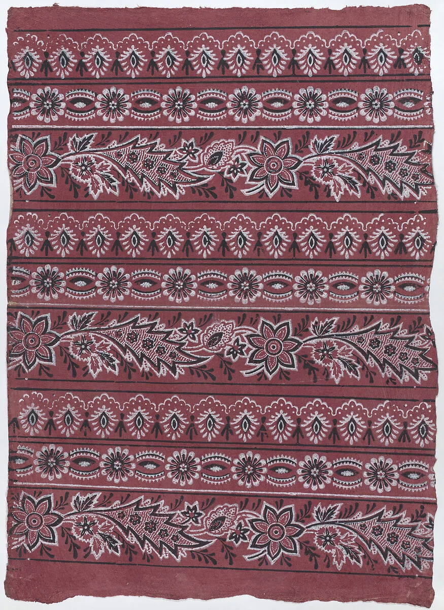 Sheet with three borders with paisley and floral patterns — Remondini Family|Anonymous