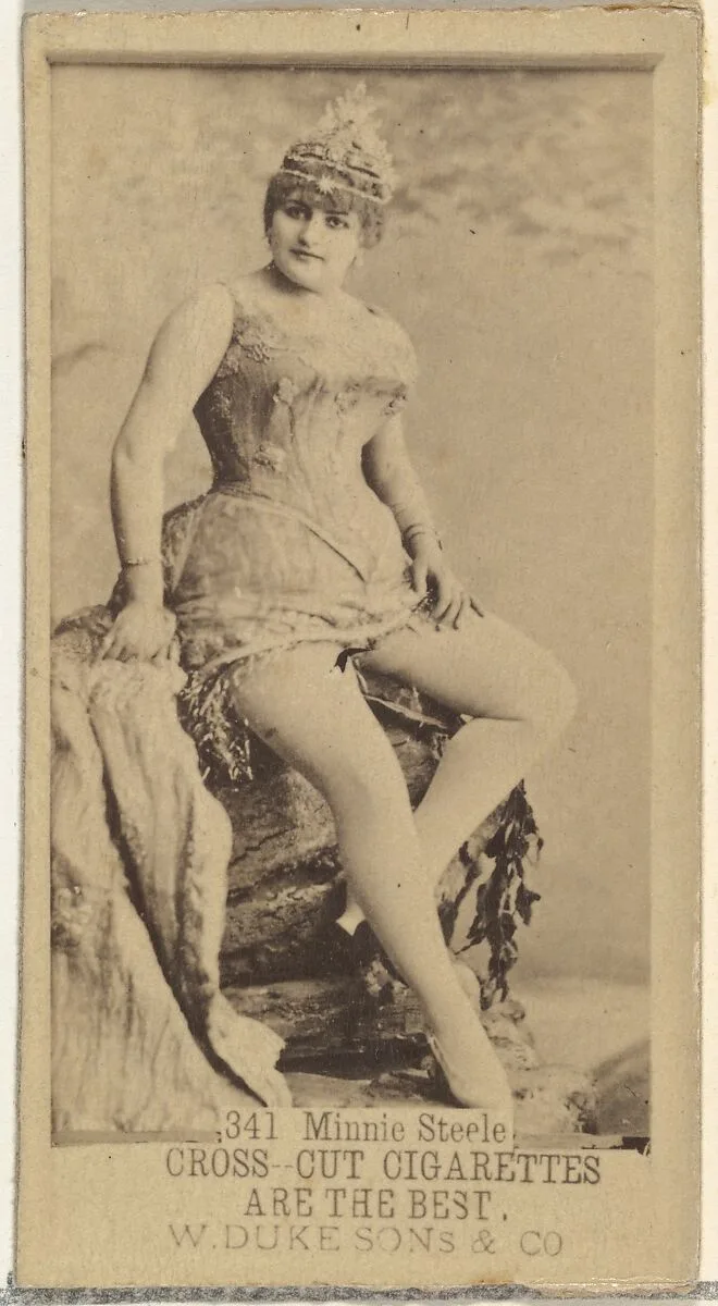 Card Number 341, Minnie Steele, from the Actors and Actresses series (N145-3) issued by Duke Sons & Co. to promote Cross Cut Cigarettes — W. Duke, Sons & Co.