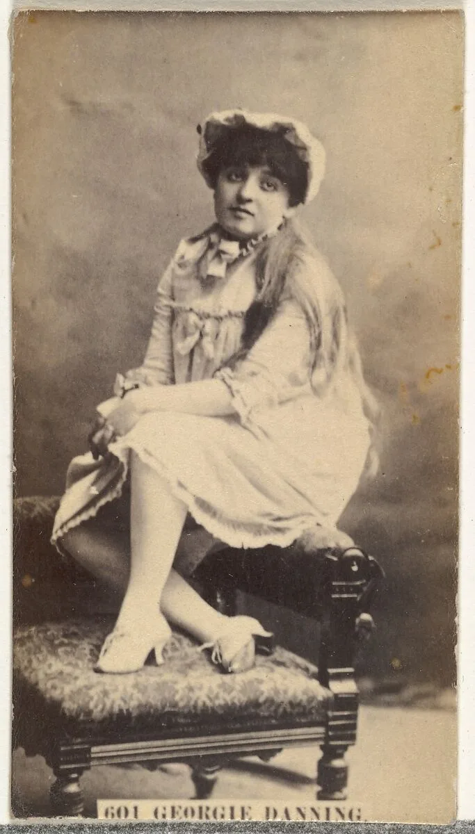 Card Number 601, Georgie Danning, from the Actors and Actresses series (N145-6) issued by Duke Sons & Co. to promote Duke Cigarettes — W. Duke, Sons & Co.