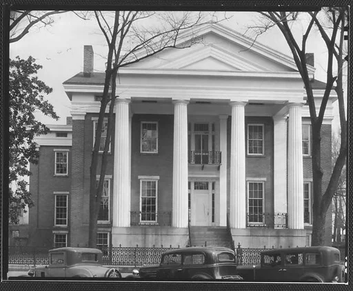 [Brick Greek Revival House with Parked Cars in Foreground, Augusta, Georgia]