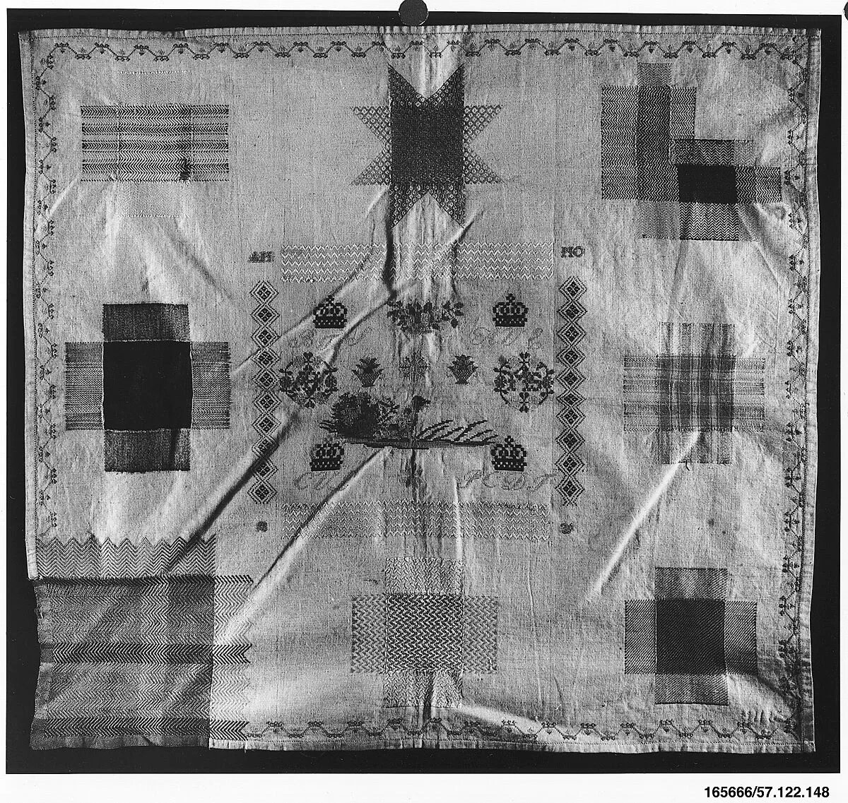 Embroidered darning sampler — Unknown