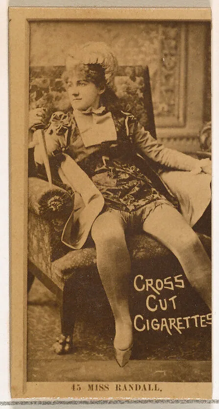 Card Number 45, Miss Randall, from the Actors and Actresses series (N145-2) issued by Duke Sons & Co. to promote Cross Cut Cigarettes — W. Duke, Sons & Co.