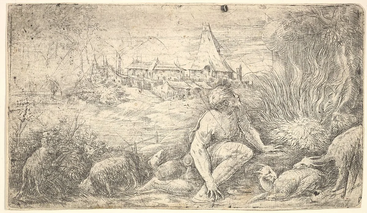 Moses and the burning bush — Andrea Schiavone (Andrea Meldola)