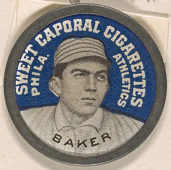 Baker, Philadelphia Athletics (blue), from the Domino Discs series (PX7), issued by Kinney Brothers — Kinney Brothers Tobacco Company