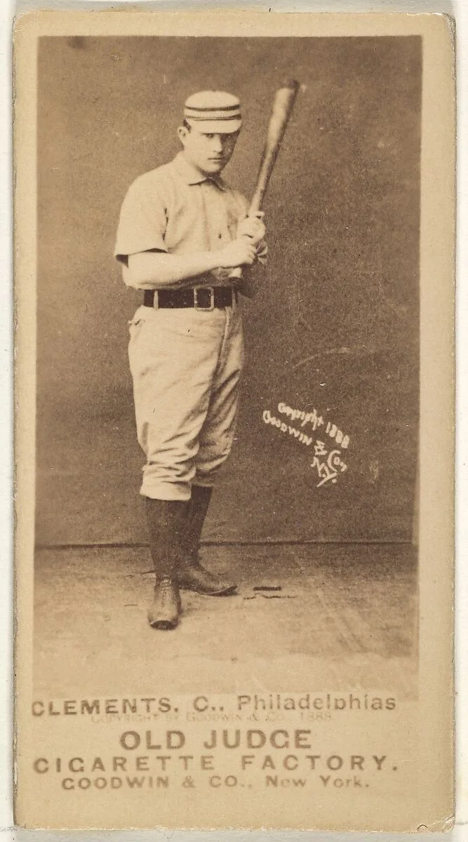 John J. "Jack" Clements, Catcher, Philadelphia, from the Old Judge series (N172) for Old Judge Cigarettes — Goodwin & Company