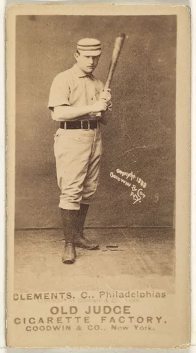 John J. "Jack" Clements, Catcher, Philadelphia, from the Old Judge series (N172) for Old Judge Cigarettes