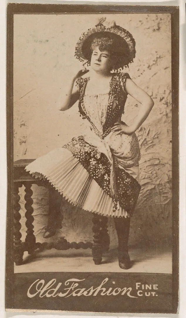 Actress standing with hand on hip, from the Actresses series (N664) promoting Old Fashion Fine Cut Tobacco — Unknown