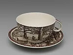 Maple Syrup Gathering cup and saucer — Gale Turnbull|Vernon Kilns|Rockwell Kent