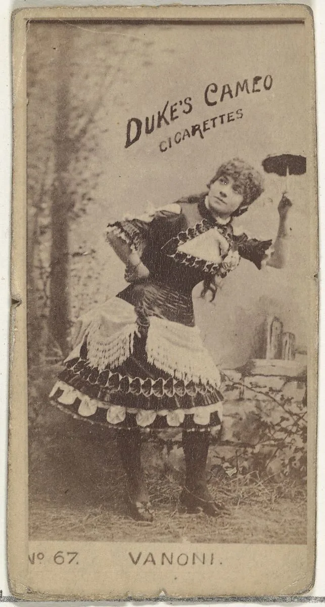 Card Number 67, Miss Vanoni, from the Actors and Actresses series (N145-4) issued by Duke Sons & Co. to promote Cameo Cigarettes — W. Duke, Sons & Co.