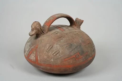 Double Spout and Bridge Bottle with Bird