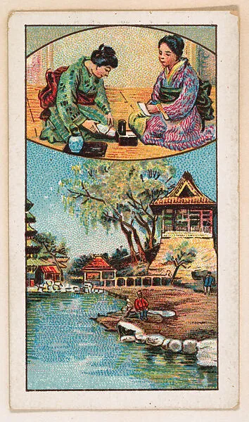 Tokio, Temple Grove, Asakusa, Making a cup of tea, bakery card from the Around the World Series (D92), issued by White Star Bakery — White Star Bakery