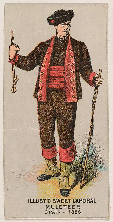 Muleteer, Spain, 1886, from the Military Series (N224) issued by Kinney Tobacco Company to promote Sweet Caporal Cigarettes — Kinney Brothers Tobacco Company