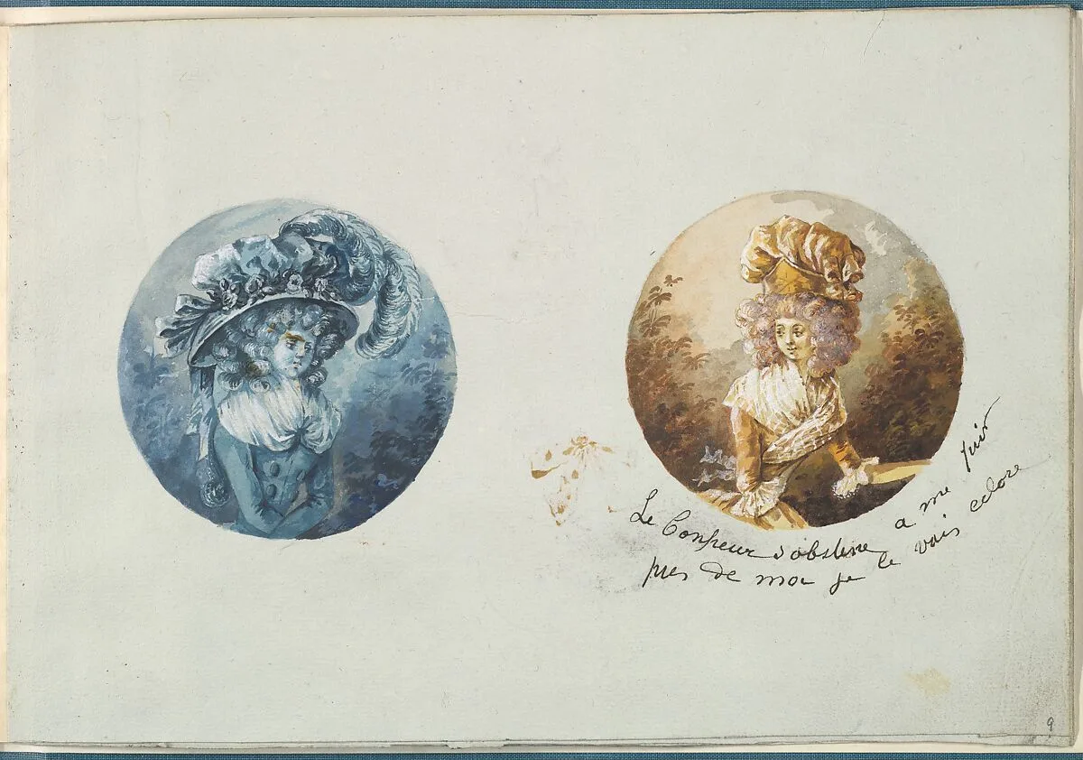 Two Costume Designs or Portrait Types — Anonymous, French, 18th century|Antoine Caire-Morand|Anonymous, French, 19th century