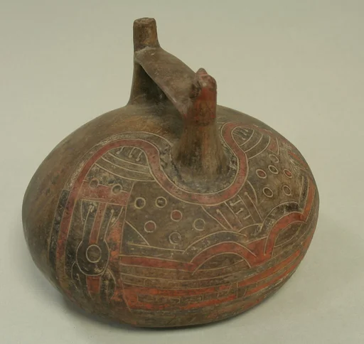 Double Spout and Bridge Bottle with Bird