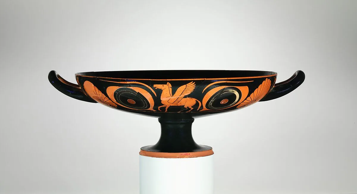 Terracotta kylix (drinking cup) — Psiax