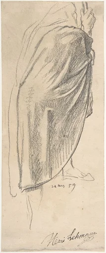 Back View of a Draped Male Figure Holding a Staff
