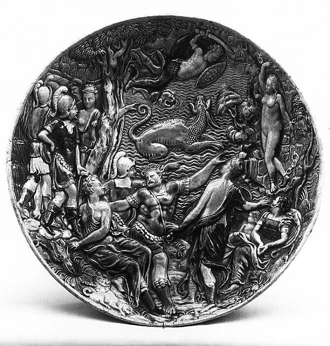 Dish with scene from myth of Perseus and Andromeda — Bernard Palissy